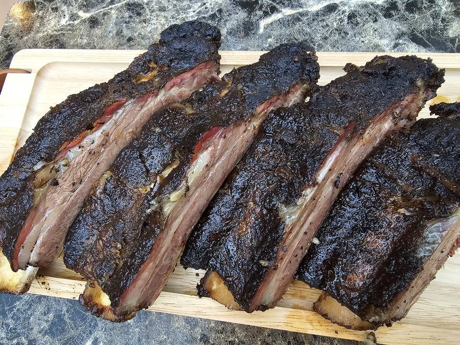 Smoked beef back ribs, sliced