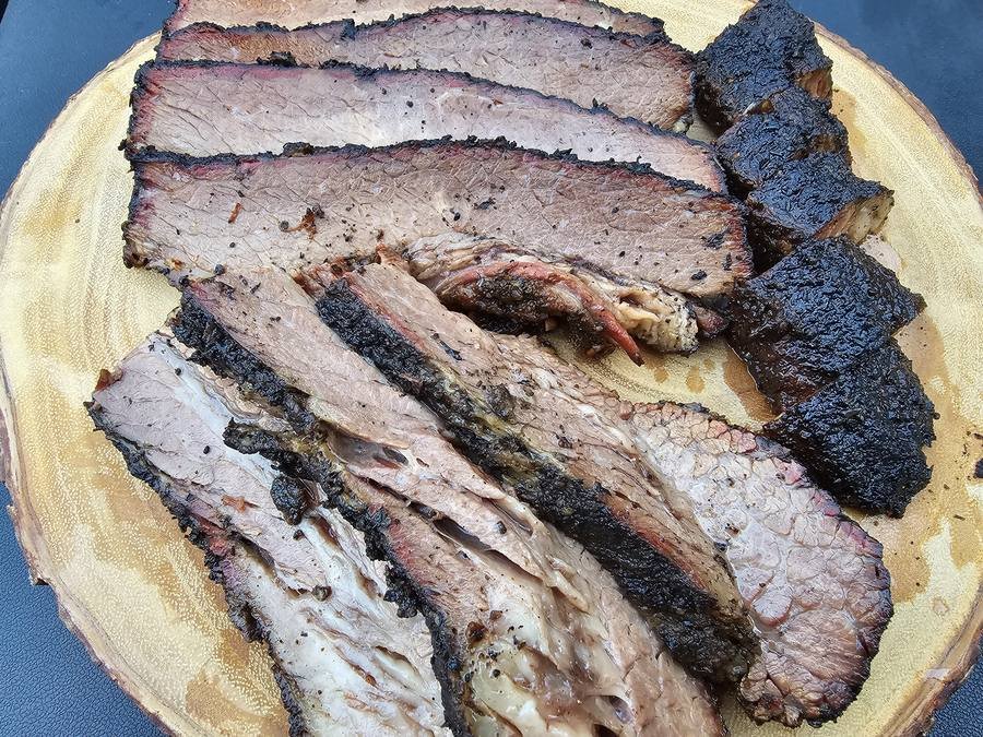 Sliced brisket and burnt ends